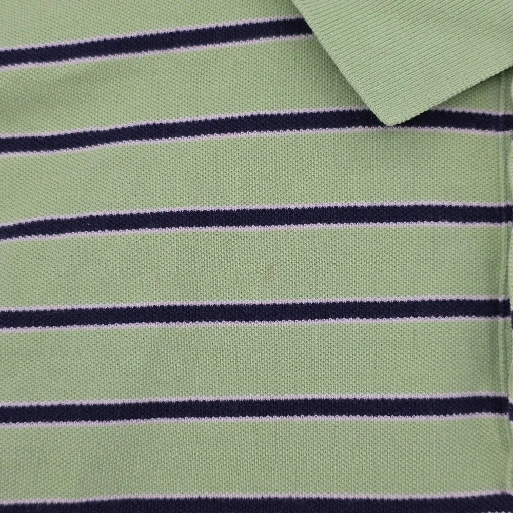 Vtg Polo Ralph Lauren Mens XXL Striped Pique Polo Shirt Green Short Sleeve Y2K